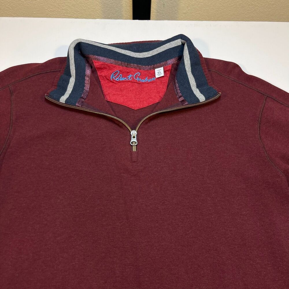 ROBERT GRAHAM Pullover Designer 1/4 ZIP Sweater Sz Mens XL